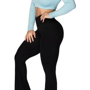 L. Flare Leggings, Crossover Yoga Pants with Tummy Control, High-Waisted. NWOT